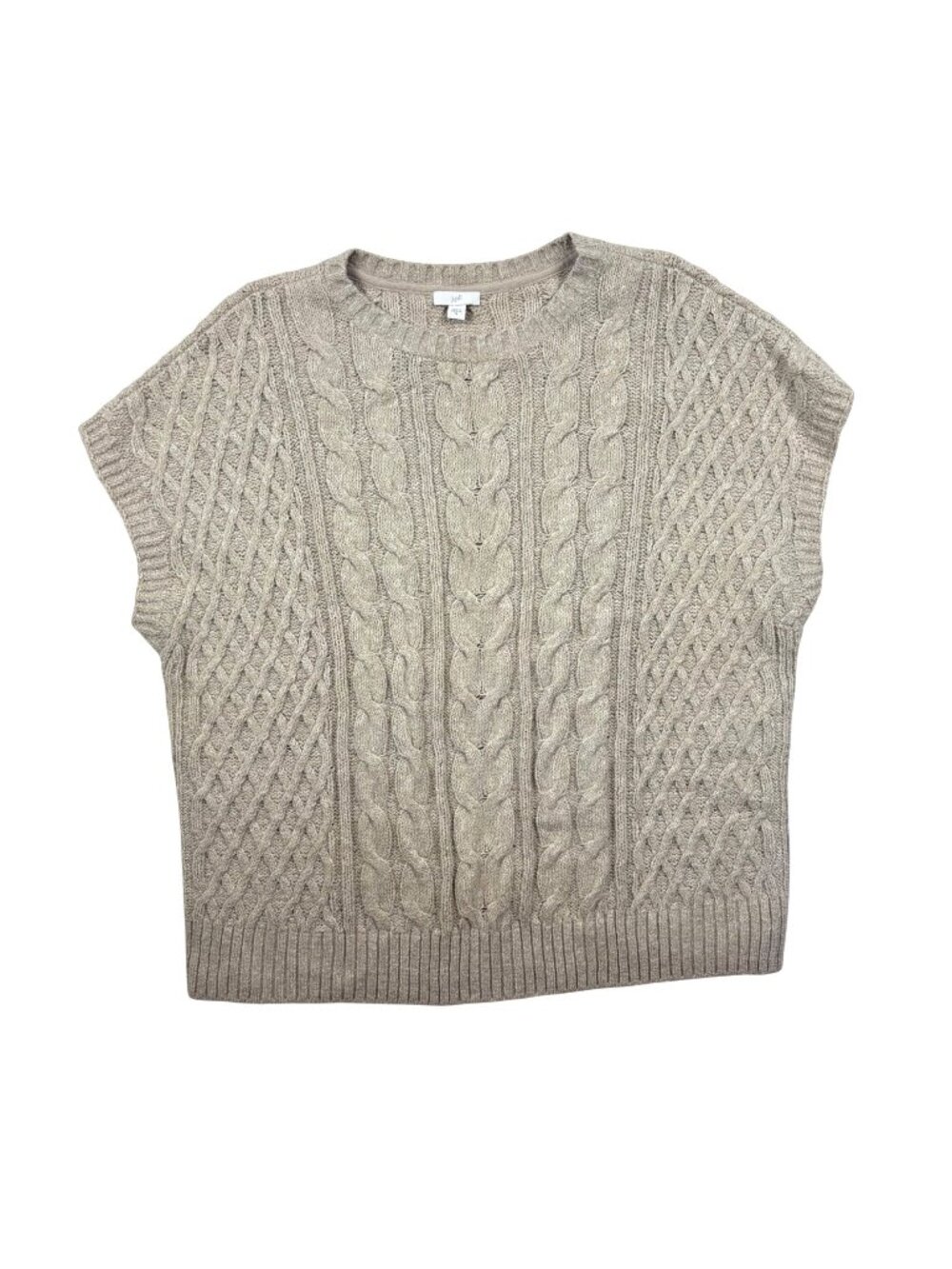 NWT J.Jill Womens XL Cable Knit Sleeveless Sweater Top Beige Clean Minimalist